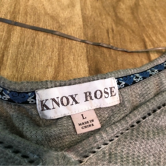 Knox Rose Grey Green Burnout Fade Front Tie Long Sleeve Womens Shirt Large PICS - Picture 4 of 10